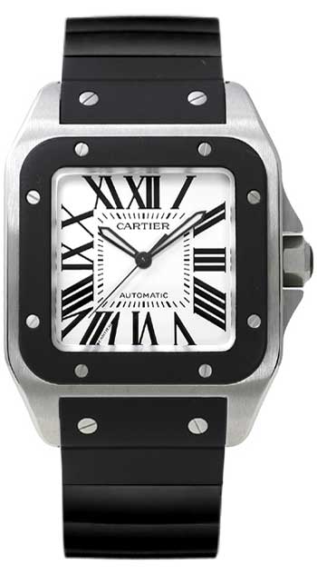 Cartier Santos 100 Stainless Steel Mens Automatic Wristwatch-W20121U2 Cartier Santos 100 Stainless Steel Mens Automatic Wristwatch-W20121U2