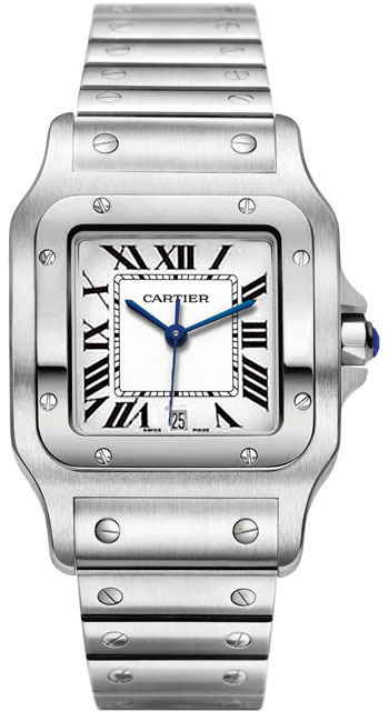 Cartier Santos Stainless Steel Mens Swiss Quartz Wristwatch-W20060D6 Cartier Santos Stainless Steel Mens Swiss Quartz Wristwatch-W20060D6