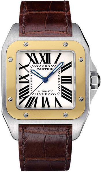 Cartier Santos 100 18kt Yellow Gold and Steel Automatic Mens Wristwatch-W20072X7 Cartier Santos 100 18kt Yellow Gold and Steel Automatic Mens Wristwatch-W20072X7