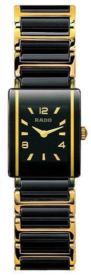 Rado Integral Series Black Ceramic with 18kt Yellow Gold Quartz Mini Ladies Watch R20383192 