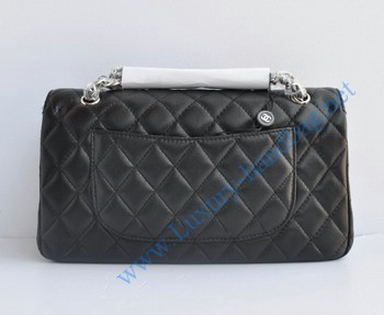 Chanel Marble 2.55 Double Flap Handbag 1113 Black with Silver Chain Chanel Marble 2.55 Double Flap Handbag 1113 Black with Silver Chain