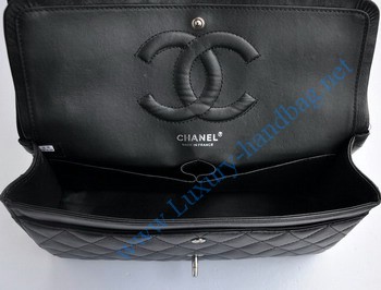 Chanel Marble 2.55 Double Flap Handbag 1113 Black with Silver Chain Chanel Marble 2.55 Double Flap Handbag 1113 Black with Silver Chain