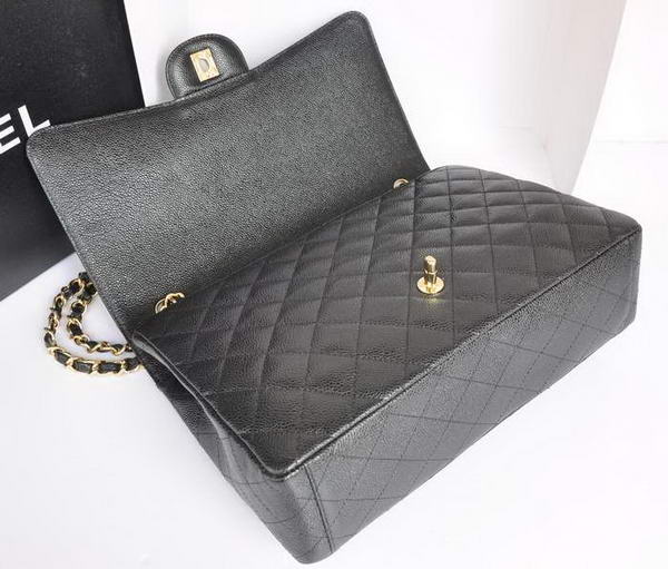 Chanel A47600 Black Original Caviar Leather Jumbo Flap Bag Gold Chanel A47600 Black Original Caviar Leather Jumbo Flap Bag Gold