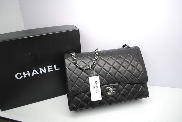 Top Quality Chanel Maxi Double Flaps Bag Black Original Lambskin Leather A36098 Silver Top Quality Chanel Maxi Double Flaps Bag Black Original Lambskin Leather A36098 Silver