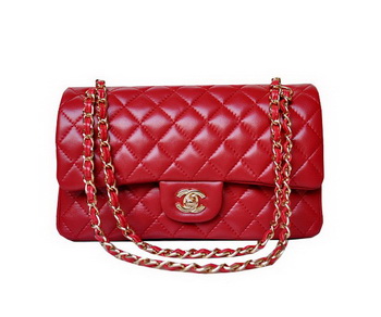 Chanel A01112 Classic Flap Bag Red Sheepskin Gold Chanel A01112 Classic Flap Bag Red Sheepskin Gold