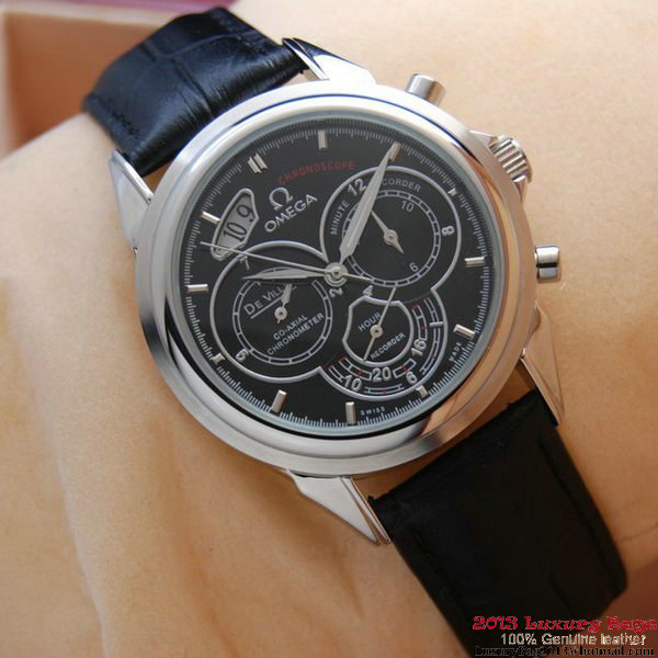 OMEGA DE VILLE CO-AXIAL CHRONOSCOPE Steel on Black Leather Strap OM77411 OMEGA DE VILLE CO-AXIAL CHRONOSCOPE Steel on Black Leather Strap OM77411