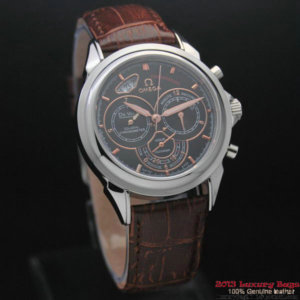 OMEGA DE VILLE CO-AXIAL CHRONOSCOPE Steel on Brown Leather Strap OM77408 OMEGA DE VILLE CO-AXIAL CHRONOSCOPE Steel on Brown Leather Strap OM77408