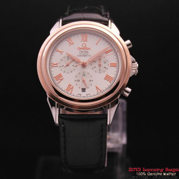 OMEGA DE VILLE CO-AXIAL Chronometer Red Gold on Black Leather Strap OM77502 OMEGA DE VILLE CO-AXIAL Chronometer Red Gold on Black Leather Strap OM77502