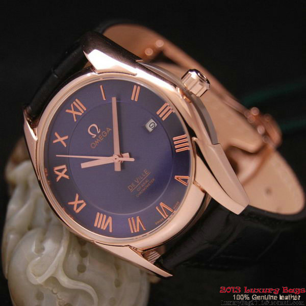 OMEGA DE VILLE Co-AXIAL CHRONOMETER Red Gold on Black Leather Strap OM77026 OMEGA DE VILLE Co-AXIAL CHRONOMETER Red Gold on Black Leather Strap OM77026