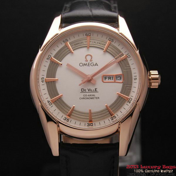 OMEGA DE VILLE HOUR VISION ANNUAL CALENDAR Red Gold on Black Leather Strap OM77120 OMEGA DE VILLE HOUR VISION ANNUAL CALENDAR Red Gold on Black Leather Strap OM77120