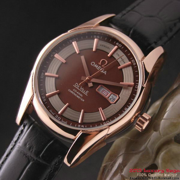 OMEGA DE VILLE HOUR VISION ANNUAL CALENDAR Red Gold on Black Leather Strap OM77122 OMEGA DE VILLE HOUR VISION ANNUAL CALENDAR Red Gold on Black Leather Strap OM77122