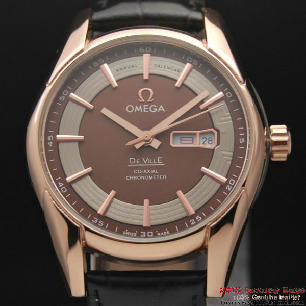 OMEGA DE VILLE HOUR VISION ANNUAL CALENDAR Red Gold on Black Leather Strap OM77122 OMEGA DE VILLE HOUR VISION ANNUAL CALENDAR Red Gold on Black Leather Strap OM77122