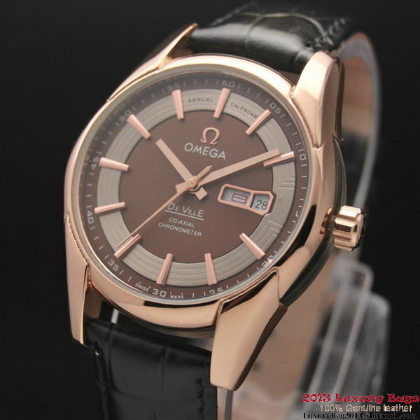 OMEGA DE VILLE HOUR VISION ANNUAL CALENDAR Red Gold on Black Leather Strap OM77122 OMEGA DE VILLE HOUR VISION ANNUAL CALENDAR Red Gold on Black Leather Strap OM77122