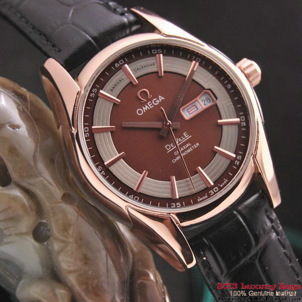 OMEGA DE VILLE HOUR VISION ANNUAL CALENDAR Red Gold on Black Leather Strap OM77122 OMEGA DE VILLE HOUR VISION ANNUAL CALENDAR Red Gold on Black Leather Strap OM77122