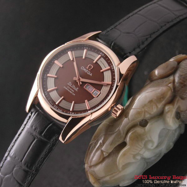 OMEGA DE VILLE HOUR VISION ANNUAL CALENDAR Red Gold on Black Leather Strap OM77122 OMEGA DE VILLE HOUR VISION ANNUAL CALENDAR Red Gold on Black Leather Strap OM77122