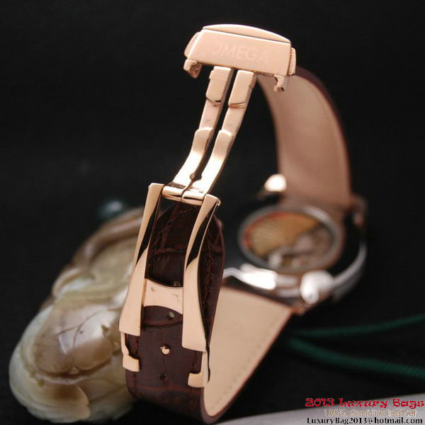 OMEGA DE VILLE HOUR VISION ANNUAL CALENDAR Red Gold on Brown Leather Strap OM77123 OMEGA DE VILLE HOUR VISION ANNUAL CALENDAR Red Gold on Brown Leather Strap OM77123