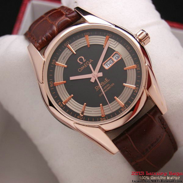 OMEGA DE VILLE HOUR VISION ANNUAL CALENDAR Red Gold on Brown Leather Strap OM77123 OMEGA DE VILLE HOUR VISION ANNUAL CALENDAR Red Gold on Brown Leather Strap OM77123