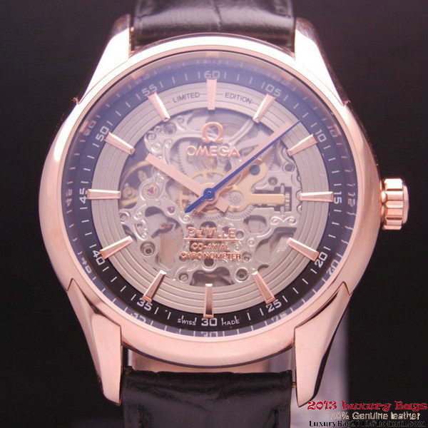 OMEGA DE VILLE Tourbillon Watches Red Gold on Black Leather Strap Om7016 OMEGA DE VILLE Tourbillon Watches Red Gold on Black Leather Strap Om7016