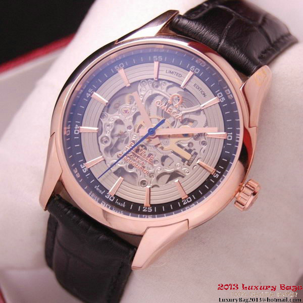 OMEGA DE VILLE Tourbillon Watches Red Gold on Black Leather Strap Om7016 OMEGA DE VILLE Tourbillon Watches Red Gold on Black Leather Strap Om7016