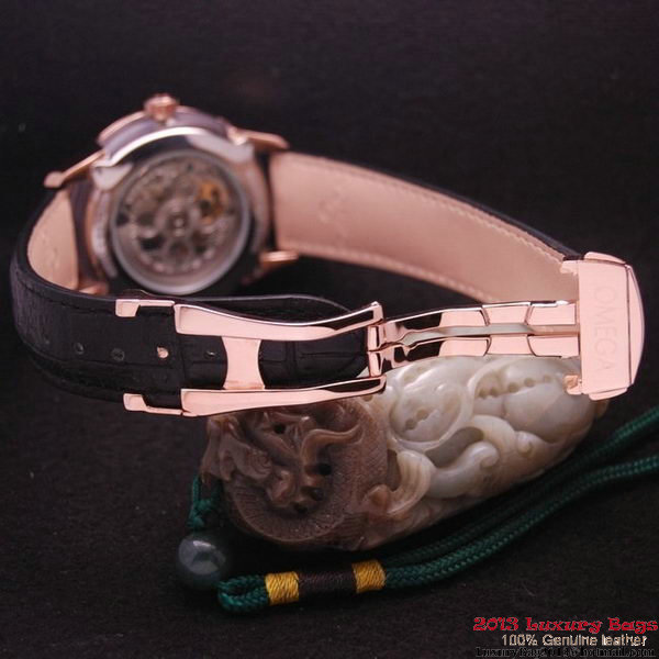 OMEGA DE VILLE Tourbillon Watches Red Gold on Black Leather Strap Om7016 OMEGA DE VILLE Tourbillon Watches Red Gold on Black Leather Strap Om7016