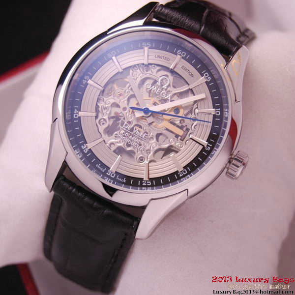 OMEGA DE VILLE Tourbillon Watches Steel on Black Leather Strap Om7008 OMEGA DE VILLE Tourbillon Watches Steel on Black Leather Strap Om7008