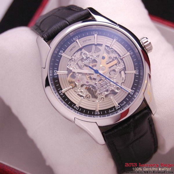 OMEGA DE VILLE Tourbillon Watches Steel on Black Leather Strap Om7008 OMEGA DE VILLE Tourbillon Watches Steel on Black Leather Strap Om7008