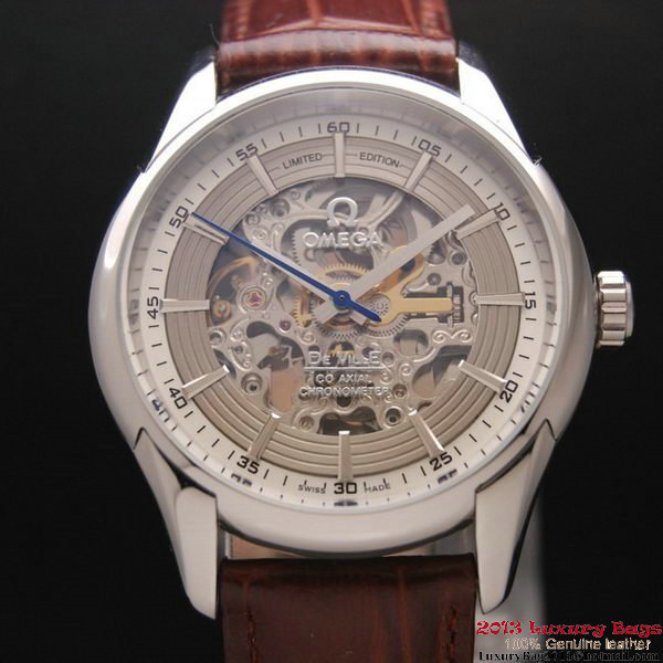 OMEGA DE VILLE Tourbillon Watches Steel on Brown Leather Strap Om7003 OMEGA DE VILLE Tourbillon Watches Steel on Brown Leather Strap Om7003