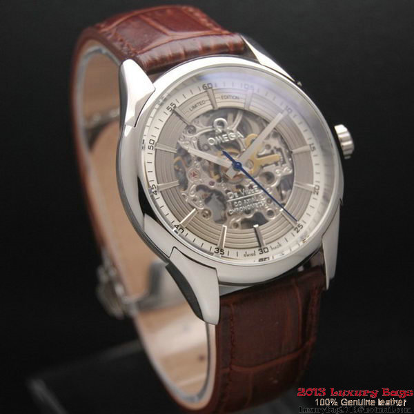 OMEGA DE VILLE Tourbillon Watches Steel on Brown Leather Strap Om7003 OMEGA DE VILLE Tourbillon Watches Steel on Brown Leather Strap Om7003