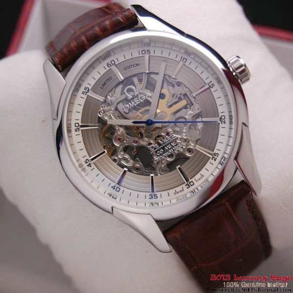 OMEGA DE VILLE Tourbillon Watches Steel on Brown Leather Strap Om7003 OMEGA DE VILLE Tourbillon Watches Steel on Brown Leather Strap Om7003