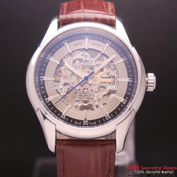 OMEGA DE VILLE Tourbillon Watches Steel on Brown Leather Strap Om7007