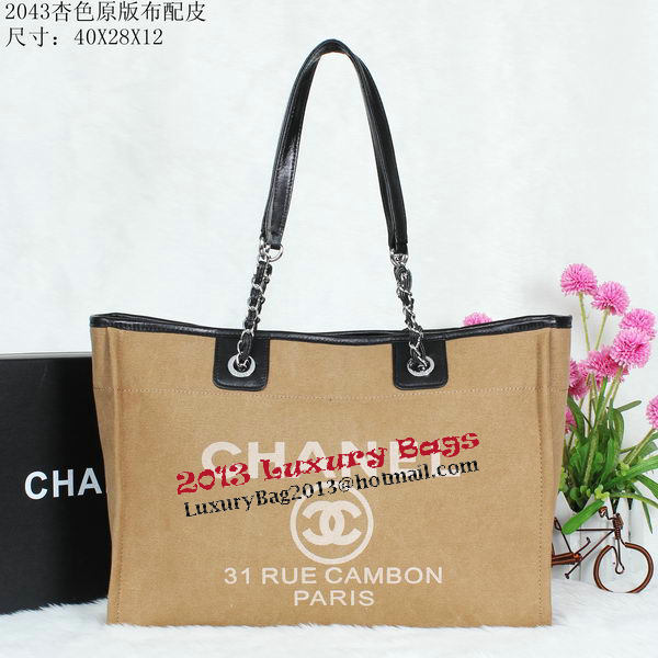 Chanel Medium Canvas Shopping Bag A2043 Apricot