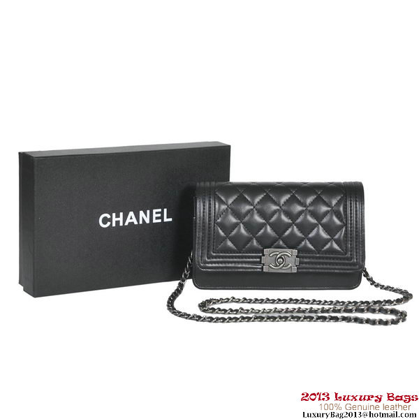Boy Chanel mini Flap Shoulder Bag Sheepskin Leather Black Boy Chanel mini Flap Shoulder Bag Sheepskin Leather Black