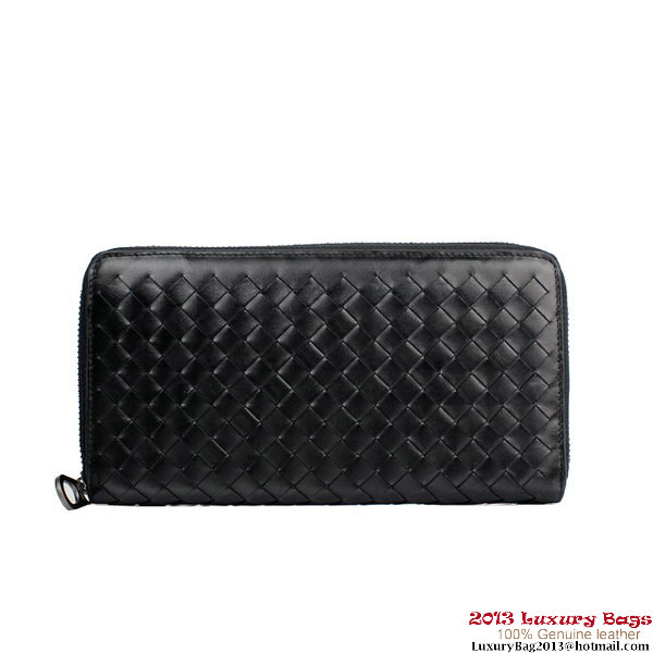 Bottega Veneta BV5017 Intrecciato Nappa Zip Around Wallet Black