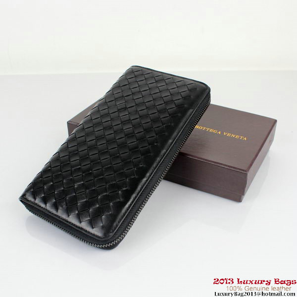 Bottega Veneta BV5017 Intrecciato Nappa Zip Around Wallet Black Bottega Veneta BV5017 Intrecciato Nappa Zip Around Wallet Black