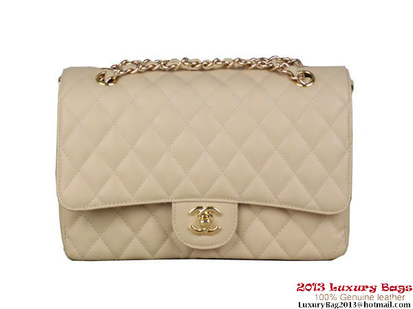Chanel 2.55 Series Classic Flap Bag Original Cannage Patterns Leather Apricot
