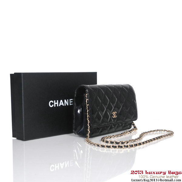 Chanel A30193 Black Patent Leather Flap Bag Gold
