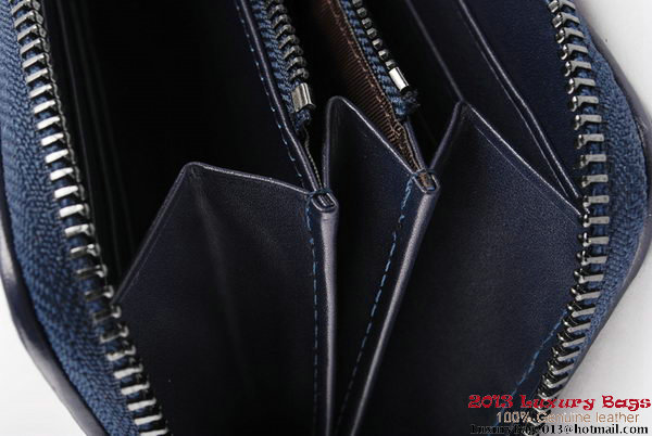 Bottega Veneta Intrecciato Nappa Zippy Wallet BV1571 Blue Bottega Veneta Intrecciato Nappa Zippy Wallet BV1571 Blue