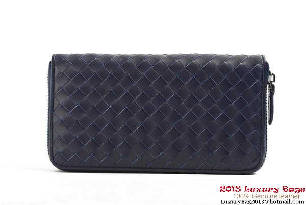 Bottega Veneta Intrecciato Nappa Zippy Wallet BV1571 Blue Bottega Veneta Intrecciato Nappa Zippy Wallet BV1571 Blue