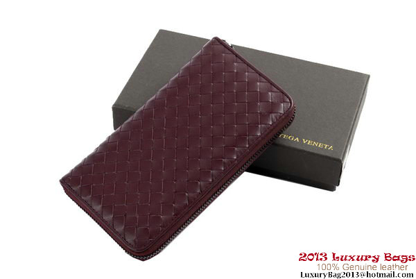 Bottega Veneta Intrecciato Nappa Zippy Wallet BV1571 Wine