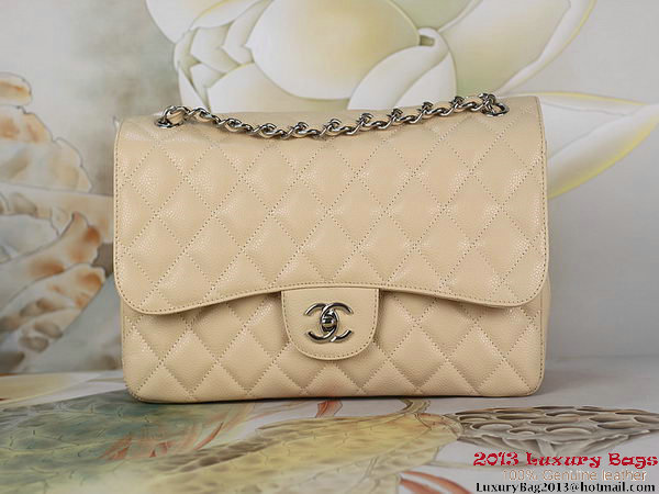 Chanel Classic Flap Bag Apricot Original Cannage Patterns Leather Silver Chanel Classic Flap Bag Apricot Original Cannage Patterns Leather Silver