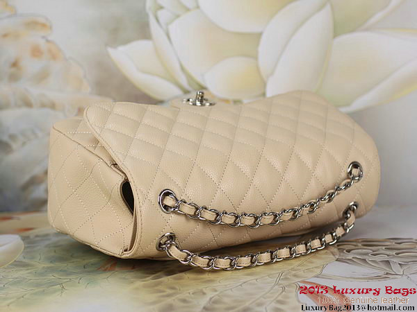 Chanel Classic Flap Bag Apricot Original Cannage Patterns Leather Silver Chanel Classic Flap Bag Apricot Original Cannage Patterns Leather Silver