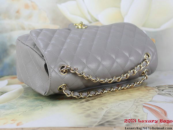 Chanel Classic Flap Bag Gray Original Cannage Patterns Leather Gold