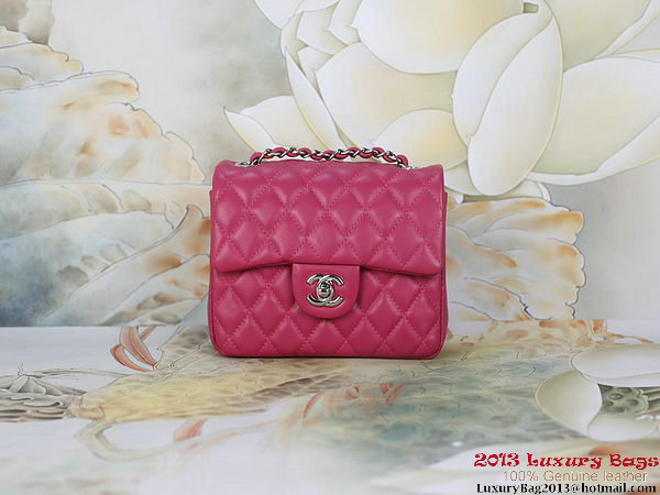 Chanel mini Classic Flap Bag Rose Sheepskin 1115 Silver