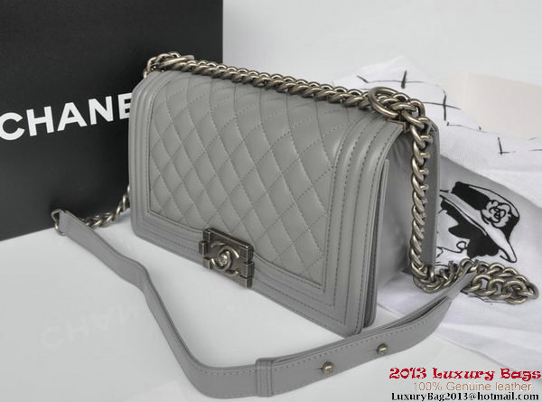 Boy Chanel Flap Shoulder Bag Original Sheepskin Leather A67086 Gray Boy Chanel Flap Shoulder Bag Original Sheepskin Leather A67086 Gray