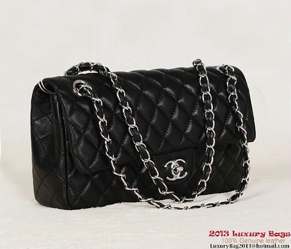 Chanel 2.55 Series Bag Black Sheepskin Leather 1112 Silver Chanel 2.55 Series Bag Black Sheepskin Leather 1112 Silver