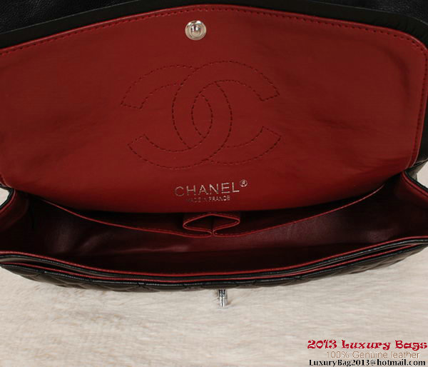 Chanel 2.55 Series Bag Black Sheepskin Leather 1112 Silver Chanel 2.55 Series Bag Black Sheepskin Leather 1112 Silver