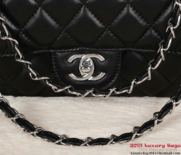 Chanel Classic Flap Bag 1113 Black Sheepskin Silver Chanel Classic Flap Bag 1113 Black Sheepskin Silver