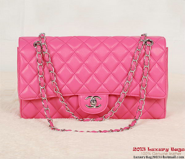 Chanel Classic Flap Bag 1113 Rose Sheepskin Silver Chanel Classic Flap Bag 1113 Rose Sheepskin Silver