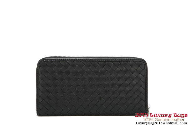 Bottega Veneta Intrecciato Nappa Zippy Wallet 115709-1 Black