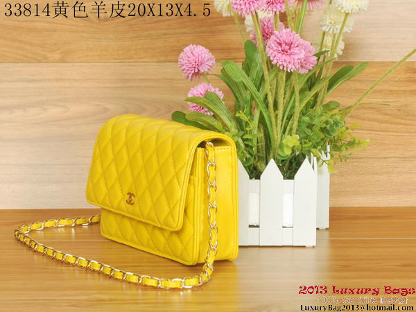 Chanel A33814 Sheepskin Leather mini Flap Bag Yellow Chanel A33814 Sheepskin Leather mini Flap Bag Yellow